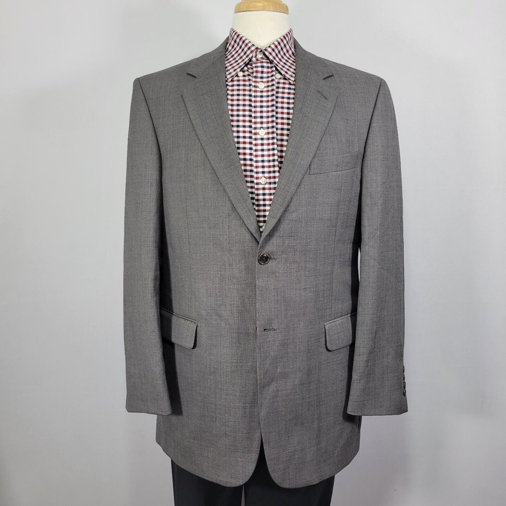 Stafford Men's‎ Sport Coat Blazer Two Button Gray Sharkskin Wool Solid Size 42L